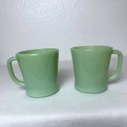 Vintage Jadeite Fire King Mugs D Handle Coffee Tea Cup Ovenware Set of 2