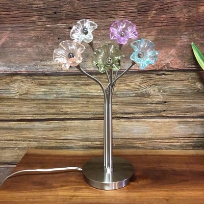 Flower Accent Lamp Glass Flowers Flexible Stems Unique Table Lamp
