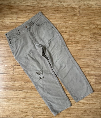 Carhartt FR Flame Resistant Work Pants 36x32 Khaki Canvas Utility Distressed - Picture 1 of 14