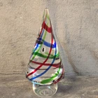 Vintage Art Glass Christmas Tree Figurine Murano Style Confetti Ribbon Spire