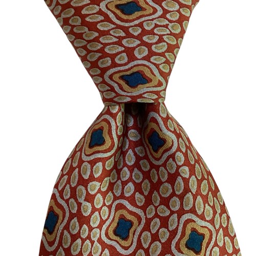 GIORGIO ARMANI Cravatte Men's Silk Necktie ITALY Luxury Geometric Red/Gray GUC