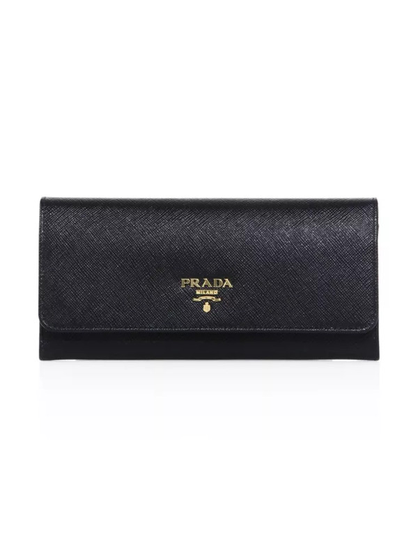 100% AUTHENTIC NEW PRADA SAFFIANO LEATHER BLACK CONTINENTAL WALLET/CLUTCH