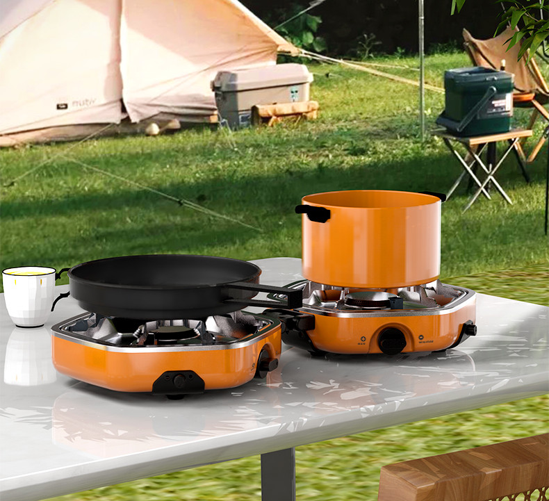 Outdoor Camping 2300W Foldable Gas Stove With Two-Burner Heads