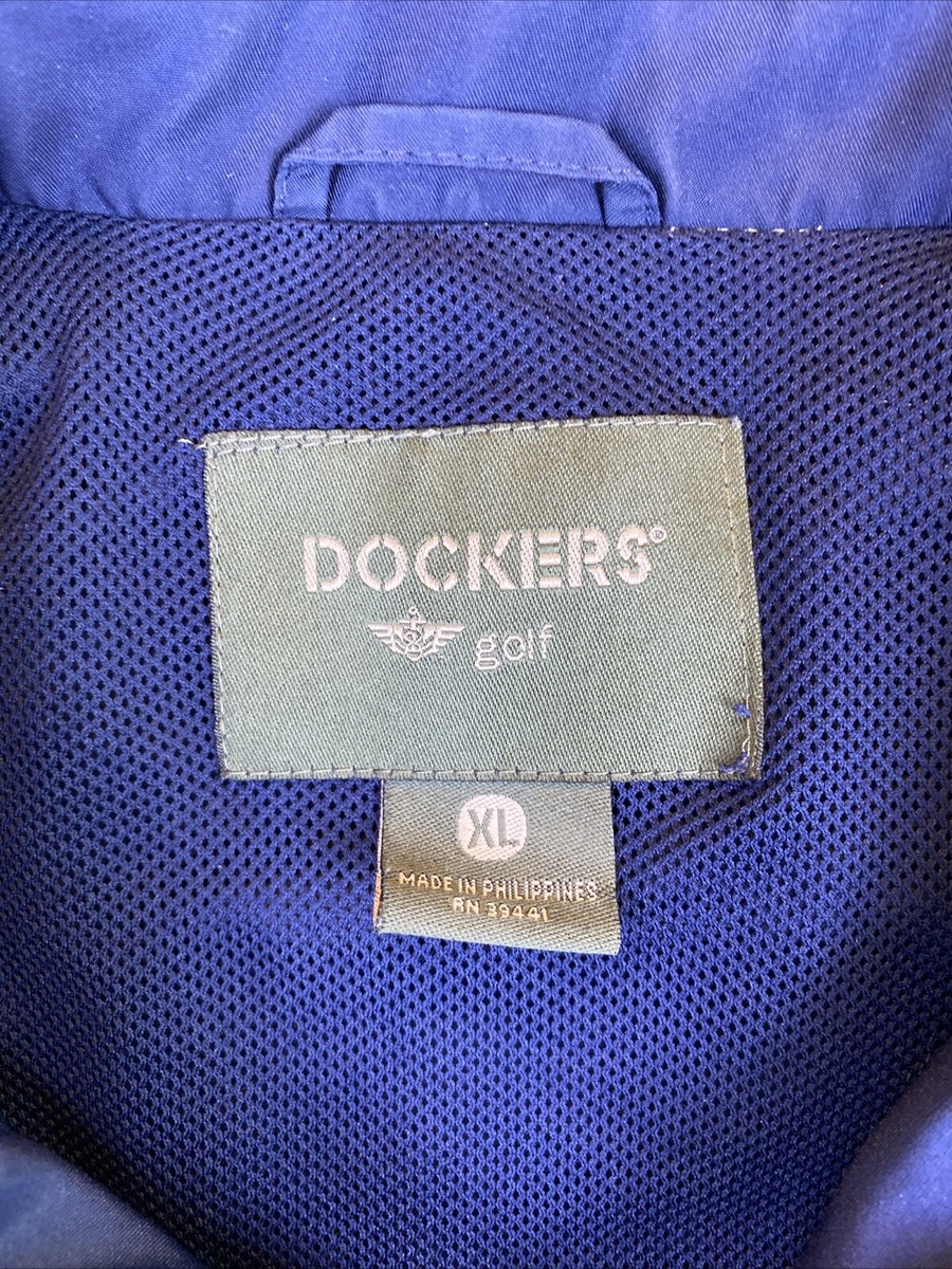Dockers Golf Jacket Men's XL Navy Blue Full Zip Windbreaker | eBay