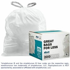 Plasticplace Custom Fit Trash Bags Compatible with simplehuman Code R, 200 Count