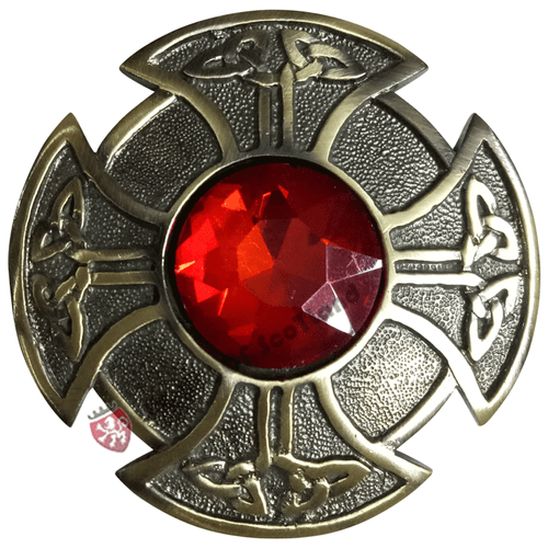 Scottish Kilt Fly Plaid Brooch Various Stone 3" Celtic Knot Pin Brooch Antique - Picture 12 of 12