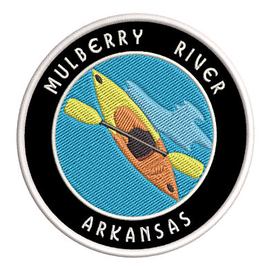Mulberry River, Arkansas Kayak Patch Embroidered iron-on Applique Water Rafting