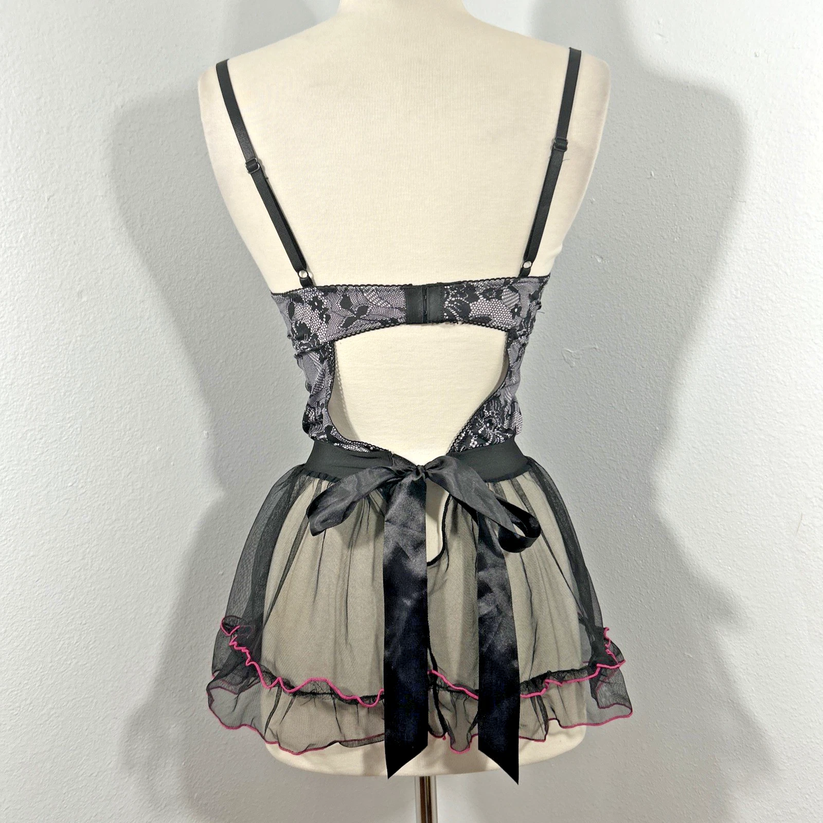 VALENTINO Rampage Intimates Vestito Slip Donna M Pizzo Babydoll Lingerie Fairycore