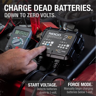 NOCO GENIUS2X2 2-Bank 4A (2A/Bank) 6V/12V Smart Battery Charger