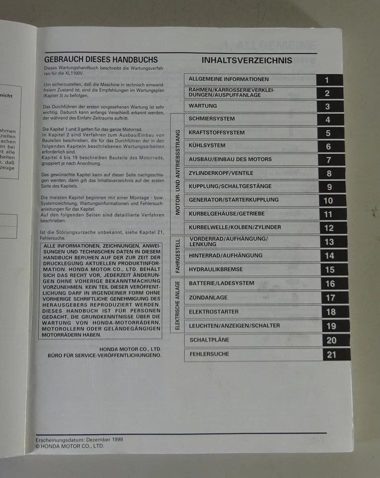 Manual De Taller Honda XL 1000 V Varadero Tipo SD02 Año 1999 - Imagen 2 de 3