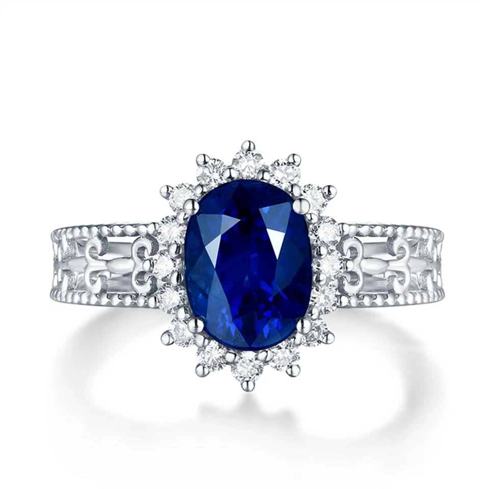 925 Versilbert Blau Labor Erstellt Schimmernder Hochzeit Ring Schmuck Geschenk