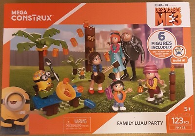 MEGA CONSTRUX DISPICABLE ME 3 FAMILY LUAU PARTY MINIONS 123pcs Set