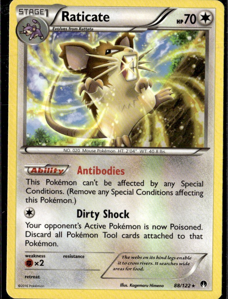 Pokemon Raticate 88/122 BREAKpoint Non Holo Rare LP