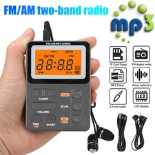 Pocket Digital LCD Screen AM/FM Radio Receiver MP3 Player+Earphone for Walking