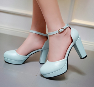 ol heel ankle pumps strap korean platform block lady womens shoes cute
