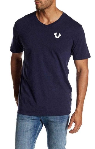 True Religion Men's V-Neck T-Shirt Horseshoe Logo Short Sleeve Tee - Picture 14 of 15