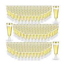 300 Pcs Plastic Champagne Flutes Bulk, 4.5 oz Clear Disposable Champagne Flut...