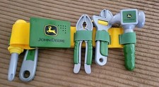 JOHN DEERE Kids Talking Toy Tool Belt with 5 Hand Tools Ex Cond Pliers Hammer