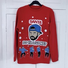 Santa Christmas jumper do ya love me size S/M Mens Red Pullover Xmas Pre Loved