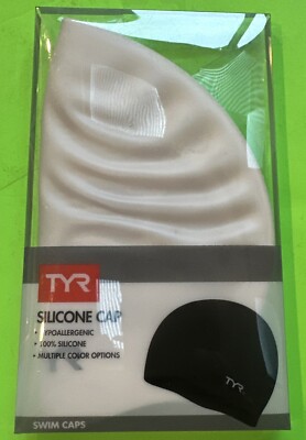TYR Wrinkle-Free Silicon Swim Cap - Adult White