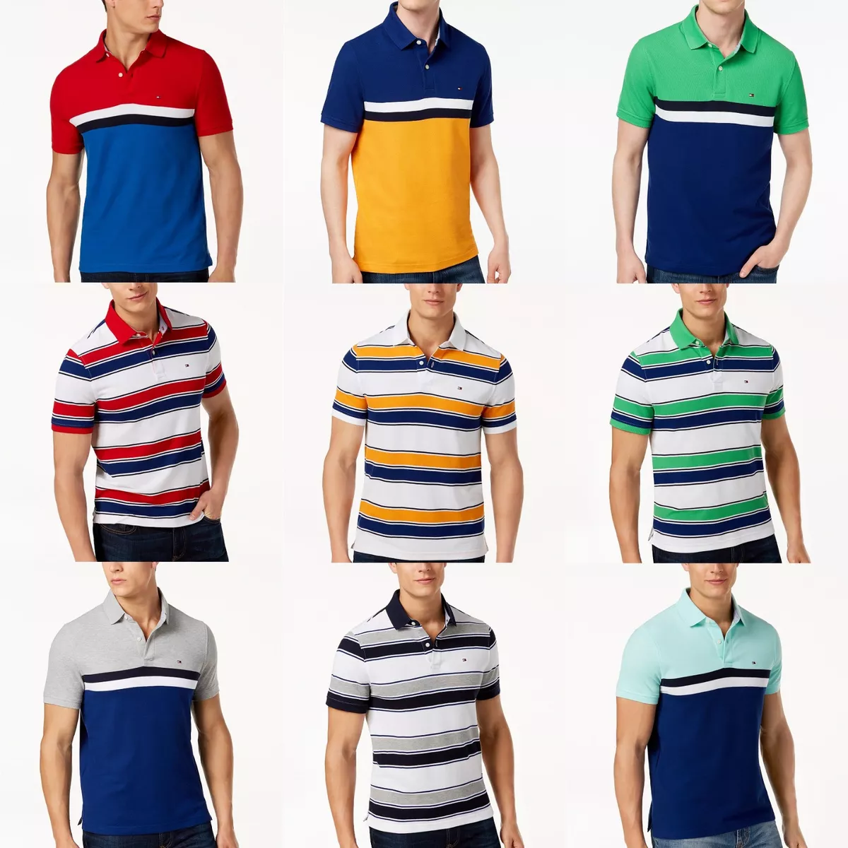 AUTHENTIC TOMMY HILFIGER Men's POLO T SHIRT Tees NWT blue yellow red white