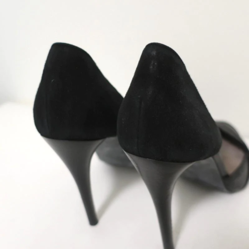 Zapatos de salón Narciso Rodriguez d'Orsay de cuero negro y gamuza talla 40 punta tacón - Imagen 8 de 10