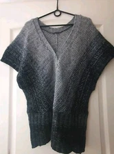 FIORELLA RUBINO Womens Jumper Long Sweater Size L Batwing Vest Grey Angora Blend