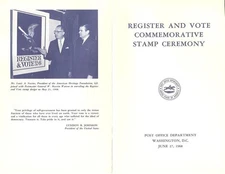 #1344 -C1 First Day Ceremony Program 6c Register and Vote Stamp w/FDC