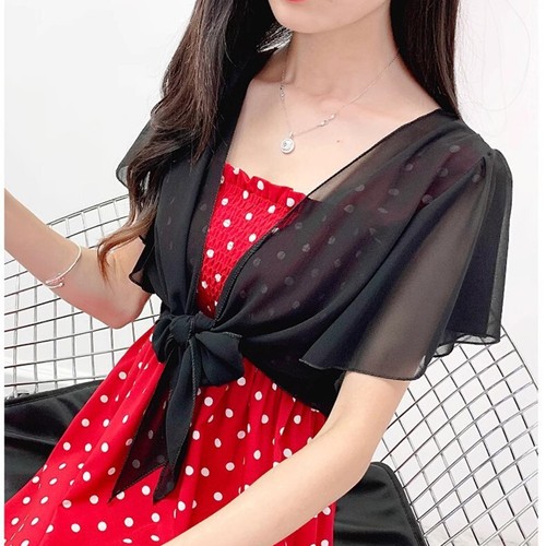 Fashionable Lace Up Lightweight Chiffon Top for Women's Summer Outfits - Picture 8 of 22