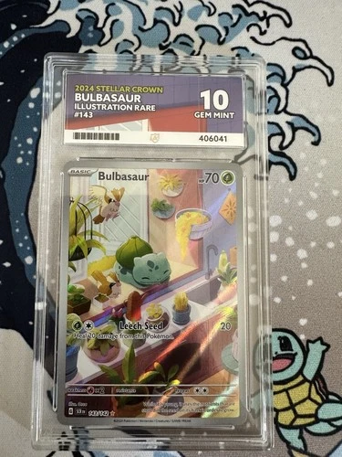 Bulbasaur 143/142 Stellar Crown Illustration Rare Graded Ace 10