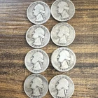 Washington Quarters Lot of 8 Silver 25C Coins 1934-1937 Circulated Variety