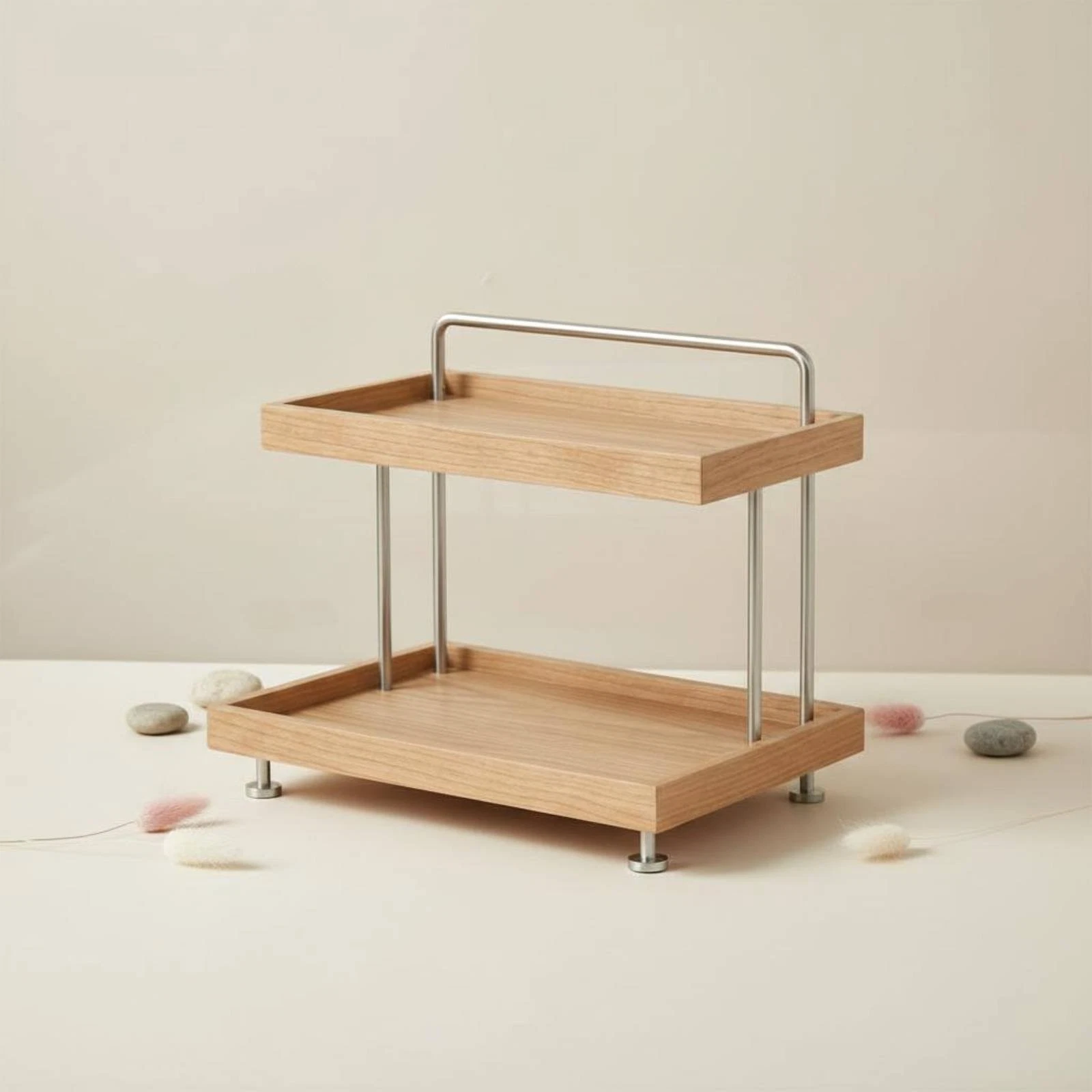 Desktop Storage Organizer Easy to Organize Tabletop Display Shelf Wooden