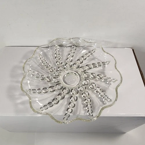 VTG Federal Depression Glass  Columbia Clear Candy Dish.   Very Good Condition.