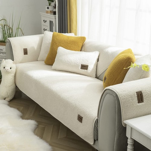 Sherpa Fleece Sofa Couch Covers Super Soft Warm Plush Sectional Couch Cover L...