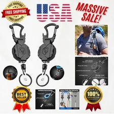 2 Pack Retractable Keychain Heavy Duty Carabiner Badge Holder with Magnetic C...