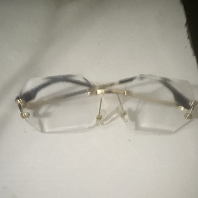 Rimless Metal Eyeglasses Frames Gold Tone Solid Unisex Adults