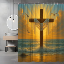 Beautiful Beach Cross Shower Curtain - Elegant Coastal Decor