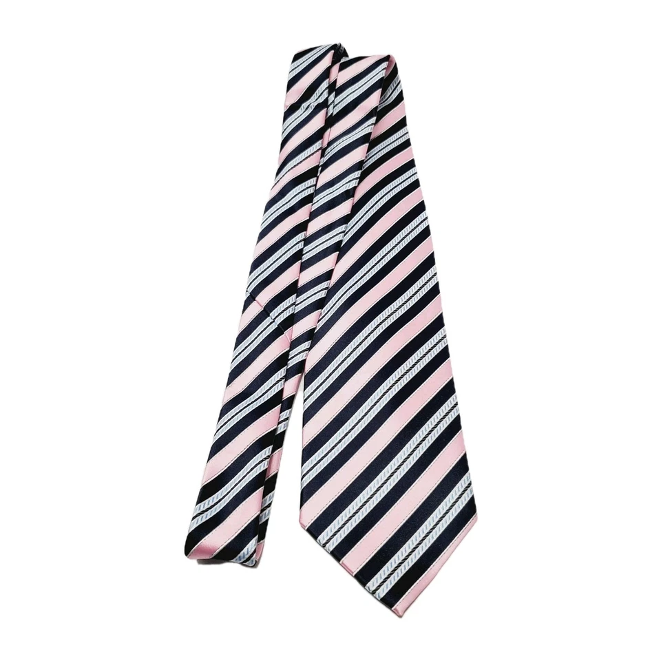 Corbata Harve Bernard rosa patrón de rayas para hombre corbata tela jacquard Foto 2 de 4