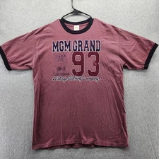 Vintage MGM Grand Shirt Mens Large Maroon Ringer Las Vegas 93 Graphic 90s