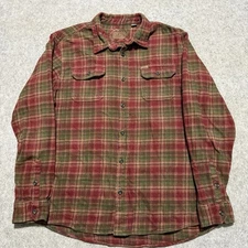Orvis Flannel Shirt Jacket Mens XXL Shacket Red Green Plaid Pockets Heavy Thick