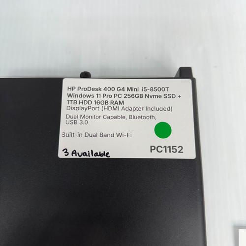 HP ProdDesk 400 G4 Mini i5-8500T Windows 11 Pro PC 256GB SSD + 1TB HDD 16GB RAM - Picture 5 of 5