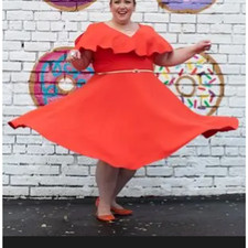 Jay Godfrey Orange Party Dress Size 18 Fit & Flare Party Wedding Romantic $437