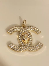 Chanel Zipper Pull Button Stamped Charm-Large