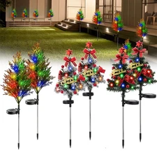 2-10x Solar Stake Lights Outdoor Path Garden Yard Landscape Christmas Tree Lamp
