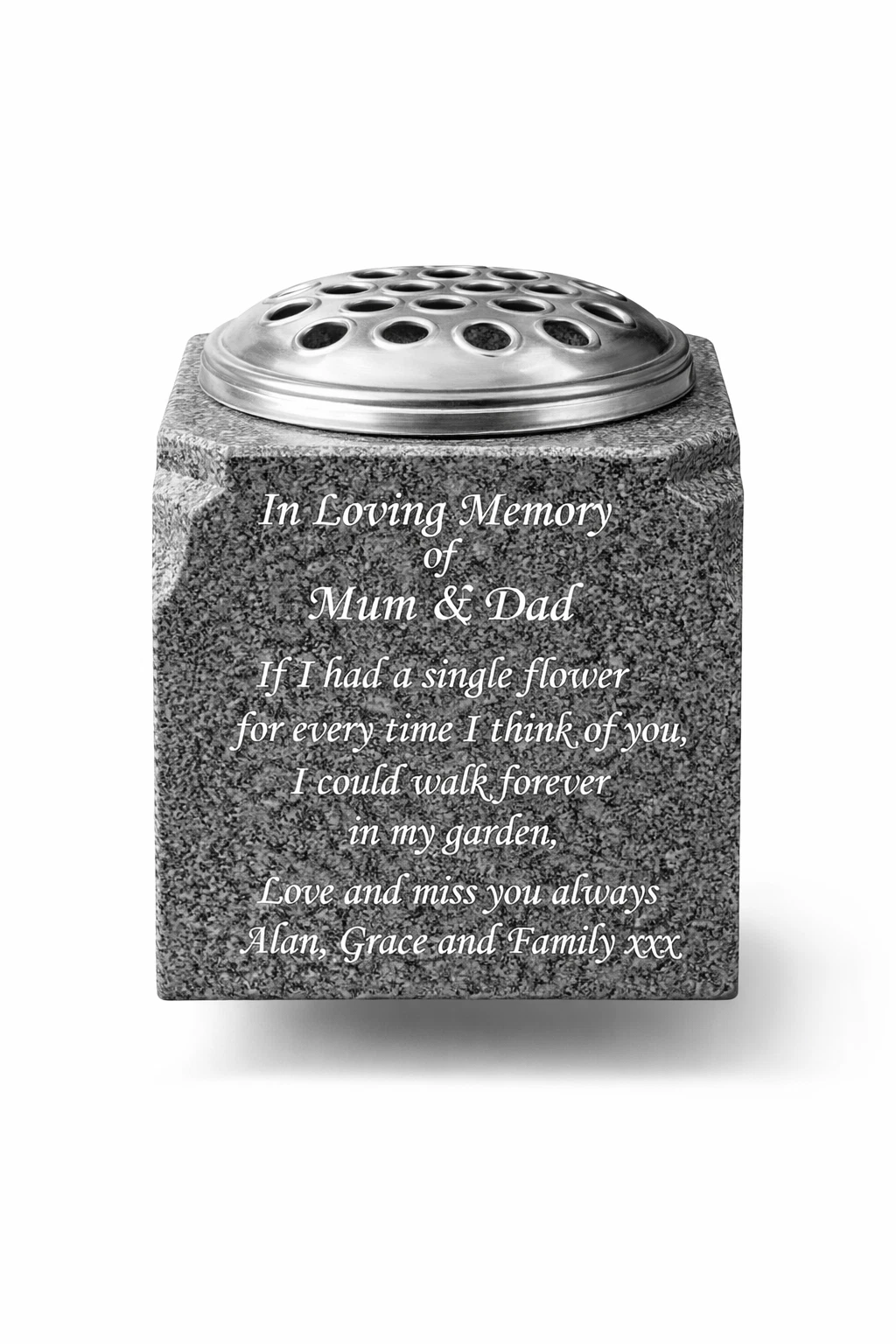 Personalised Granite Memorial Vase Grave Pot Flower Holder Cemetery Grave Vase
Opens in a new window