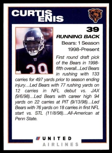 1999 Chicago Bears Fan Convention Curtis Enis TRES RARE Penn State Nittany Lions - Photo 2 sur 3