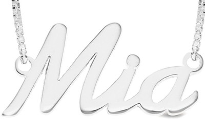 MIA or Any Name Necklace Sterling Silver Womens Girls Pendant - Main Image