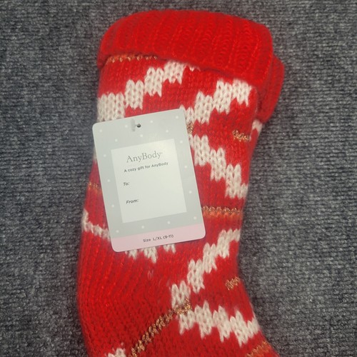 AnyBody Nordic Knit Cozy Warm Christmas Gift Comfy Socks Large XL 9-11 Size Red - Picture 2 of 7