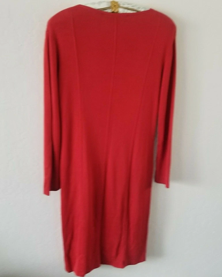 Adrienne Vittadini Vestidos Talla 10 Rojo Manga Larga Tejido Suéter Vestido Informal Foto 2 de 4