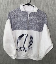 Monterey Mens White 1/2 Zip Fleece Lined Jacket Size L USA Made